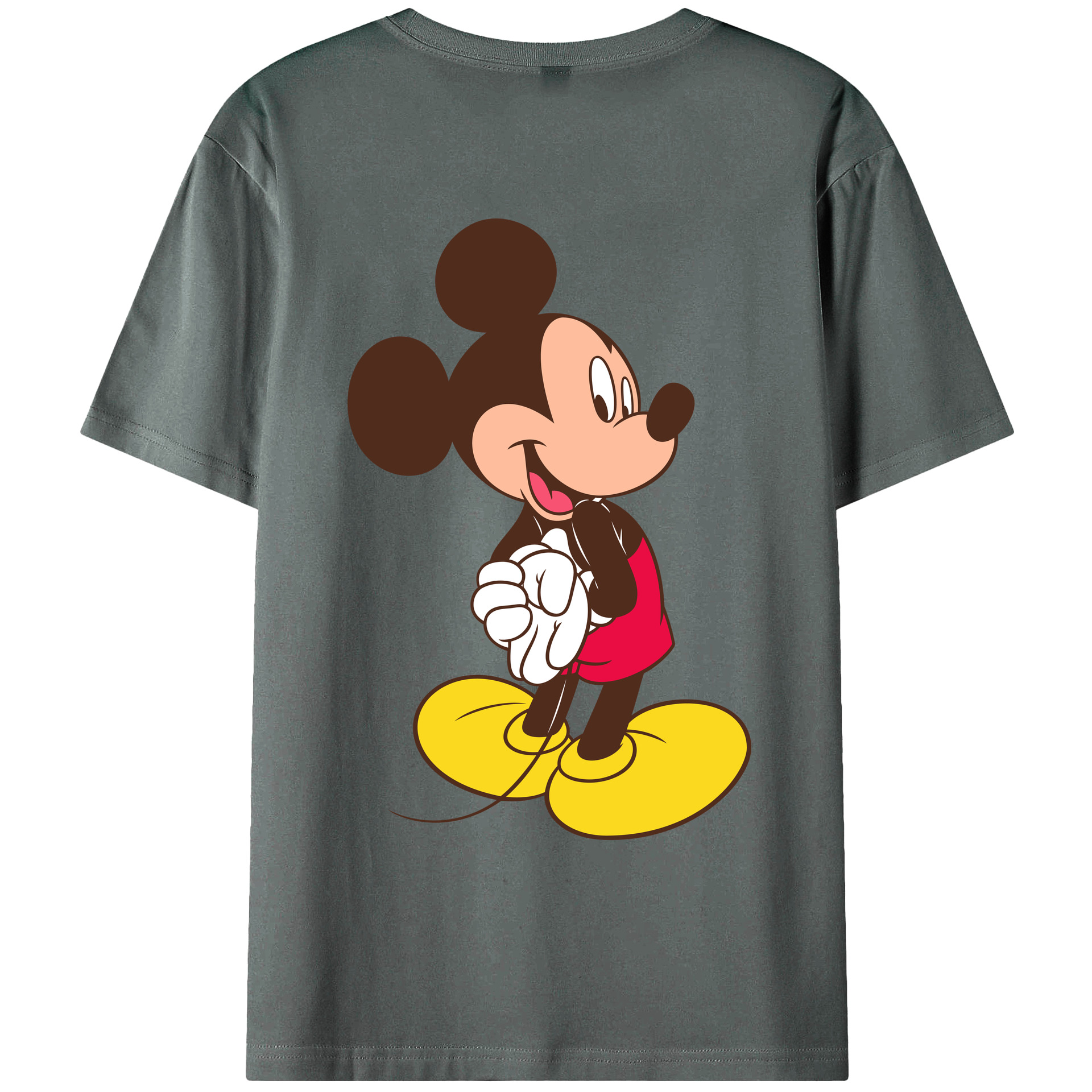 ミッキーマウス Mickey Mouse 綿100％ メンズ半袖Tシャツ（バックプリント） 通気性